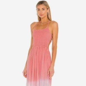 Tiare Hawaii - Revolve Halterneck Smocked Maxi Dress (Pink, S/M) - NEVER WORN